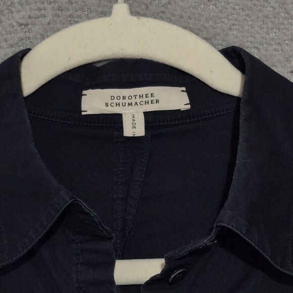 Dorothee Schumacher Women's Navy Blue Long Sleeve Double Cuff Button Up Top 2 - Picture 2 of 9